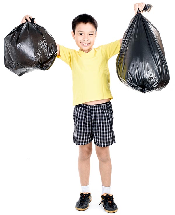 Boy with trash
