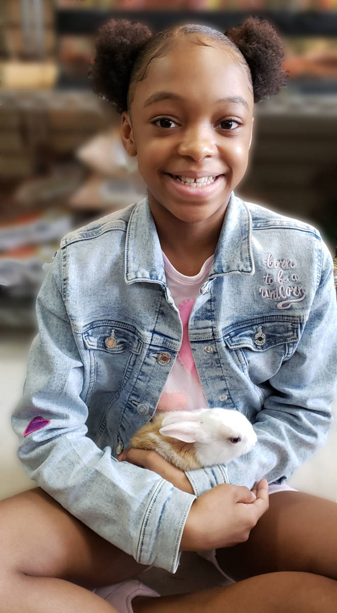 Zakiyah and pet bunny