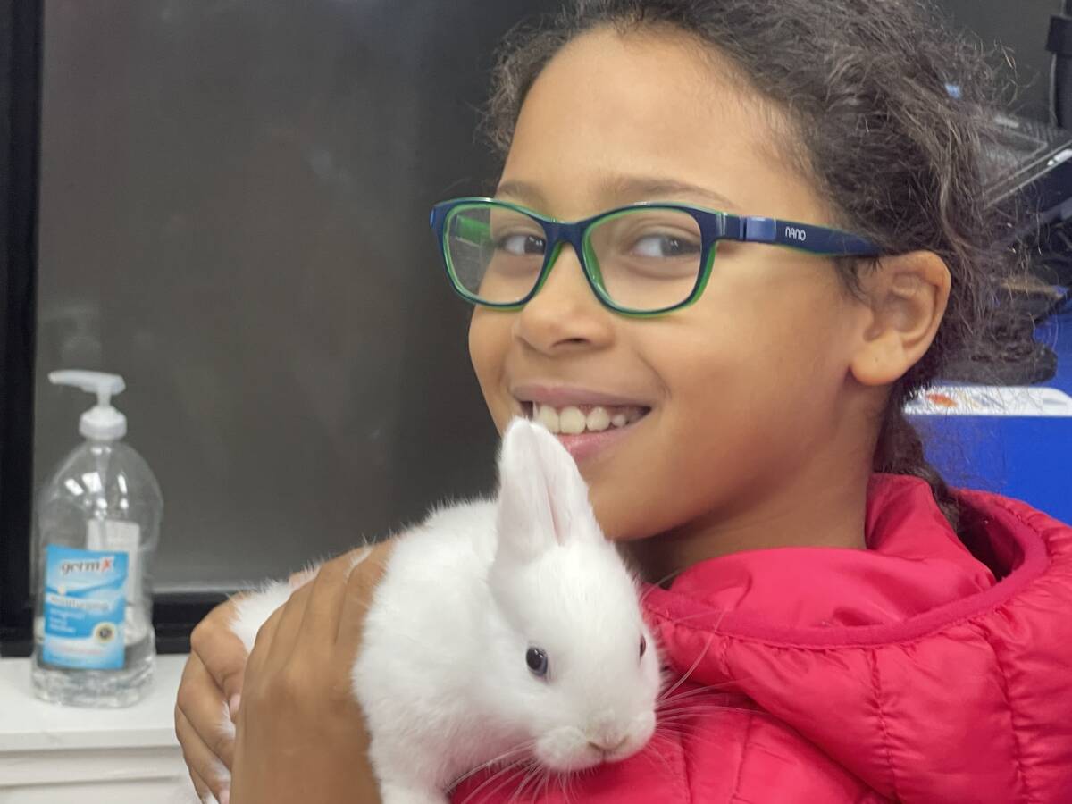 Our new friend and her new bunny Sophie at The Animal Store